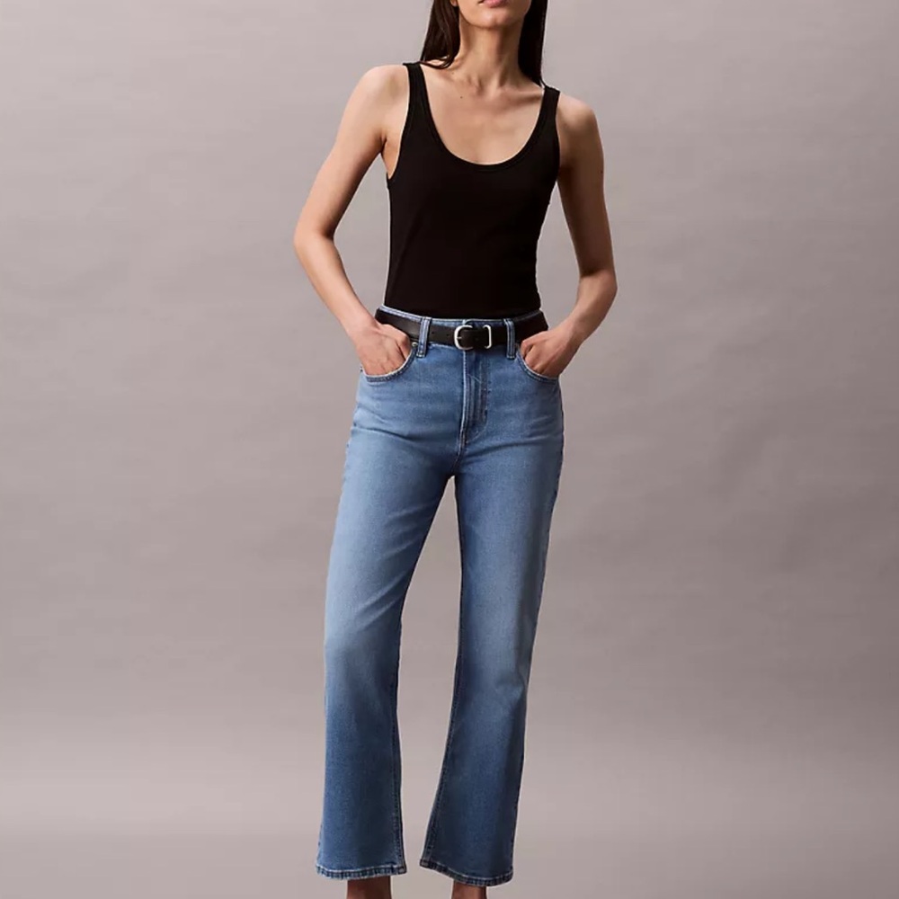 Calvin Klein High Rise Cropped Flared Jeans